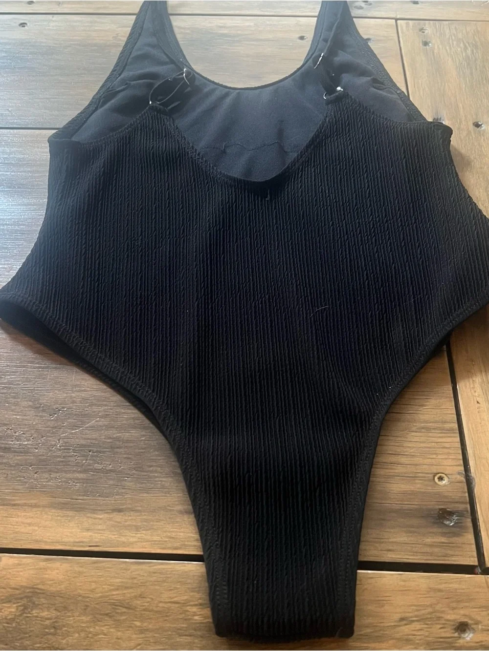 Black Ribbed One-Piece Swimsuit-small